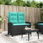 Vidaxl banc inclinable de jardin avec coussins noir r�sine tress�e