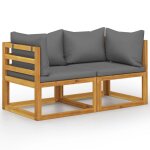Vidaxl banc de jardin a 2 places avec coussins gris fonc�