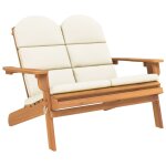 Vidaxl banc de jardin adirondack et coussins 126 cm bois massif acacia