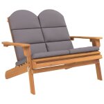 Vidaxl banc de jardin adirondack et coussins 126 cm bois massif acacia