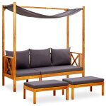 Vidaxl banc de jardin avec auvent et repose - pieds bois d'acacia solide