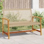 Vidaxl banc de jardin beige 112 cm r�sine tress�e et bois d'acacia