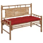 Vidaxl banc de jardin avec coussin 120 cm bambou