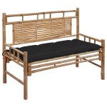 Vidaxl banc de jardin avec coussin 120 cm bambou