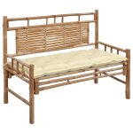 Vidaxl banc de jardin avec coussin 120 cm bambou