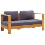 Vidaxl banc de jardin avec coussins 140 cm bois d'acacia solide gris Vidaxl banc de jardin avec coussins 140 cm bois d'acacia solide gris