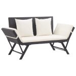 Vidaxl banc de jardin avec coussins 176 cm noir r�sine tress�e