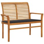 Vidaxl banc de jardin et coussin anthracite 112 cm bois de teck massif