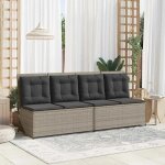 Vidaxl banc de jardin avec coussin gris clair poly rotin