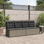 Vidaxl banc de jardin avec coussin gris poly rotin