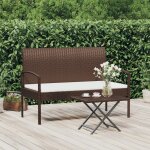 Vidaxl banc de jardin avec coussin marron 105 cm r�sine tress�e