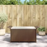 Vidaxl banc de jardin avec coussin marron 116x46x57 cm résine tressée Vidaxl banc de jardin avec coussin marron 116x46x57 cm résine tressée