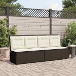 Vidaxl banc de jardin avec coussin marron poly rotin