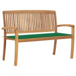 Vidaxl banc de jardin empilable et coussin 128, 5cm bois de teck massif