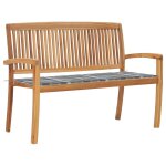 Vidaxl banc de jardin empilable et coussin 128, 5cm bois de teck massif