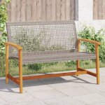 Vidaxl banc de jardin gris 112 cm résine tressée et bois d'acacia Vidaxl banc de jardin gris 112 cm résine tressée et bois d'acacia