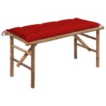 Vidaxl banc de jardin pliable avec coussin 118 cm bambou