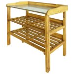Vidaxl banc  jardinire avec 2 tagres bois massif d'acacia et zinc