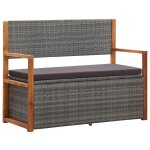 Banc de rangement avec coussin amovible r�sistant aux intemp�ries 115 cm bois massif acacia
