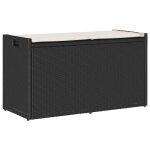 Vidaxl banc de rangement ext�rieur coussin noir 100 cm r�sine tress�e