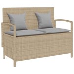 Vidaxl banc de rangement de jardin avec coussin beige rsine tresse