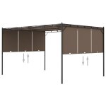 Vidaxl belvédère de jardin avec rideau latéral 4x3x2, 25 m taupe Vidaxl belvédère de jardin avec rideau latéral 4x3x2, 25 m taupe