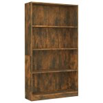 Vidaxl bibliothque 4 niveaux chne fum 80x24x142cm bois d'ingnierie