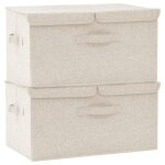 Botes de rangement avec poignes et compartiments multiples 2 pcs tissu 50x30x25 cm crme