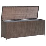 Coffre de rangement jardin 120x50x60 cm r�sine tress�e marron v�rin gaz