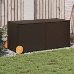 Vidaxl boîte de rangement de jardin et roues marron 283l poly rotin Vidaxl boîte de rangement de jardin et roues marron 283l poly rotin