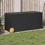 Vidaxl bote de rangement de jardin et roues noir 283l rsine tresse
