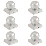 Vidaxl bouchons de poteau 6 pcs globe final m�tal galvanis� 91x91 mm