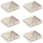 Vidaxl bouchons de poteau de cl?ture pyramidaux 6 pcs inox 91x91 mm