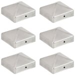 Vidaxl bouchons de poteau de clture 6 pcs mtal galvanis 71x71 mm