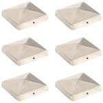 Vidaxl bouchons de poteau de clture pyramidaux 6 pcs inox 101x101 mm
