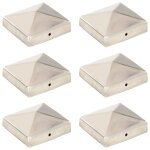 Vidaxl bouchons de poteau de clôture pyramidaux 6 pcs inox 81x81 mm Vidaxl bouchons de poteau de clôture pyramidaux 6 pcs inox 81x81 mm