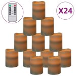 Vidaxl bougies  led sans flamme 24 pcs avec tlcommande blanc chaud