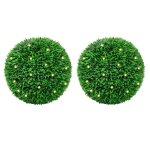 Vidaxl boules de buis artificielles avec lumires led 2 pcs vert 55 cm