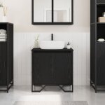 Vidaxl cabinet de lavabo de salle de bain ch�ne noir 60x35x60 cm bois ing�nierie