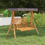 Vidaxl cadre de balan�oire toit anthracite bois courb� a finition teck