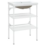 Vidaxl cadre de lavabo de salle de bain vasque  encastrer blanc fer