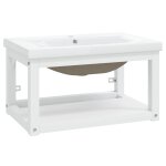 Vidaxl cadre de lavabo de salle de bain vasque  encastrer blanc fer