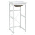 Vidaxl cadre de lavabo de salle de bain vasque � encastrer blanc fer