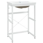 Vidaxl cadre de lavabo de salle de bain vasque  encastrer blanc fer