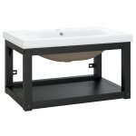 Vidaxl cadre de lavabo de salle de bain vasque � encastrer noir fer