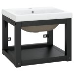 Vidaxl cadre de lavabo de salle de bain vasque � encastrer noir fer