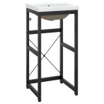 Vidaxl cadre de lavabo de salle de bain vasque  encastrer noir fer