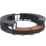 Entourage de spa avec cadre en acier & rangement int�gr� noir poly rattan