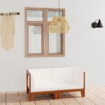 Vidaxl canapé 2 places avec coussins blanc crème bois d'acacia massif Vidaxl canapé 2 places avec coussins blanc crème bois d'acacia massif