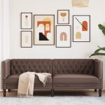 Vidaxl canapé a 3 places chesterfield marron similicuir Vidaxl canapé a 3 places chesterfield marron similicuir